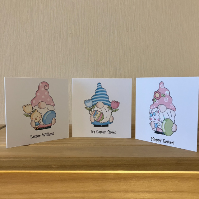 Easter Gonk Cards-Pack of 3 Tiny Mini Cards/Notelets with envelopes - Image 3