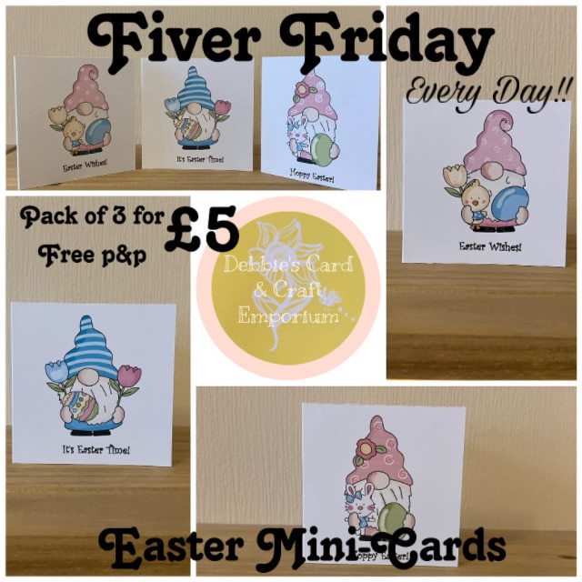 Easter Gonk Cards-Pack of 3 Tiny Mini Cards/Notelets with envelopes