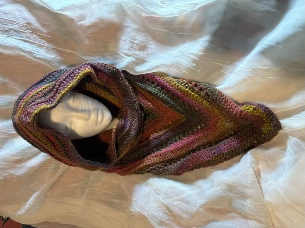 Wild Oleander Hooded Scarf in Autumnal Shades - Chunky Acrylic Yarn