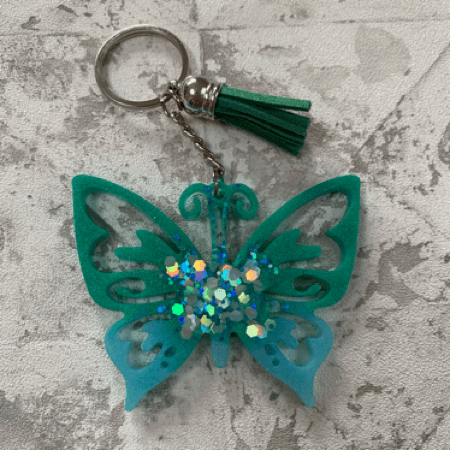 Customisable Butterfly Key Rings and Bag Charms with Glitter Centre - Image 5
