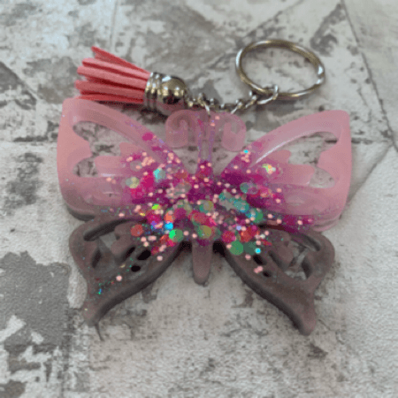 Customisable Butterfly Key Rings and Bag Charms with Glitter Centre - Image 2