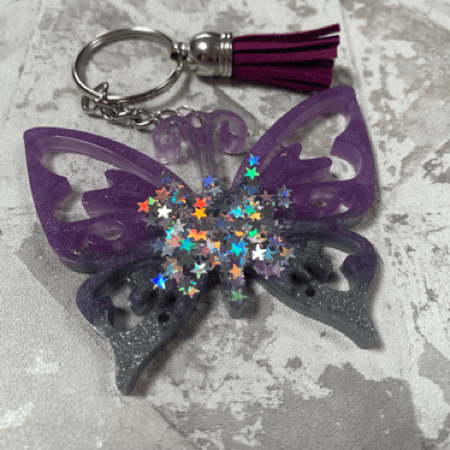 Customisable Butterfly Key Rings and Bag Charms with Glitter Centre - Image 4