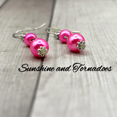 Handmade Drop Earrings. Pink Pearl Beads. Hypoallergenic Ear Wires. Elegant Jewellery. Wedding Jewellery. - Image 4