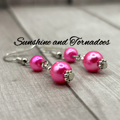 Handmade Drop Earrings. Pink Pearl Beads. Hypoallergenic Ear Wires. Elegant Jewellery. Wedding Jewellery. - Image 5