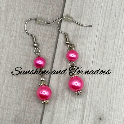 Handmade Drop Earrings. Pink Pearl Beads. Hypoallergenic Ear Wires. Elegant Jewellery. Wedding Jewellery. - Image 7