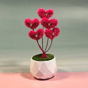 Potted Fuzzywire Heart Bouquet