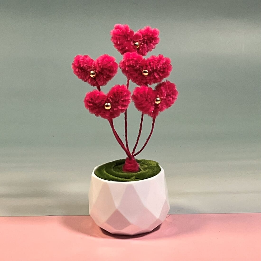 Potted Fuzzywire Heart Bouquet