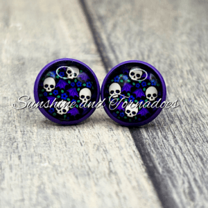 💜💀 Purple Skull Enamel Stud Earrings 💀💜