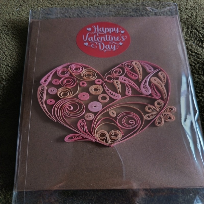 Valentines Day Card - Pink Quilled Card