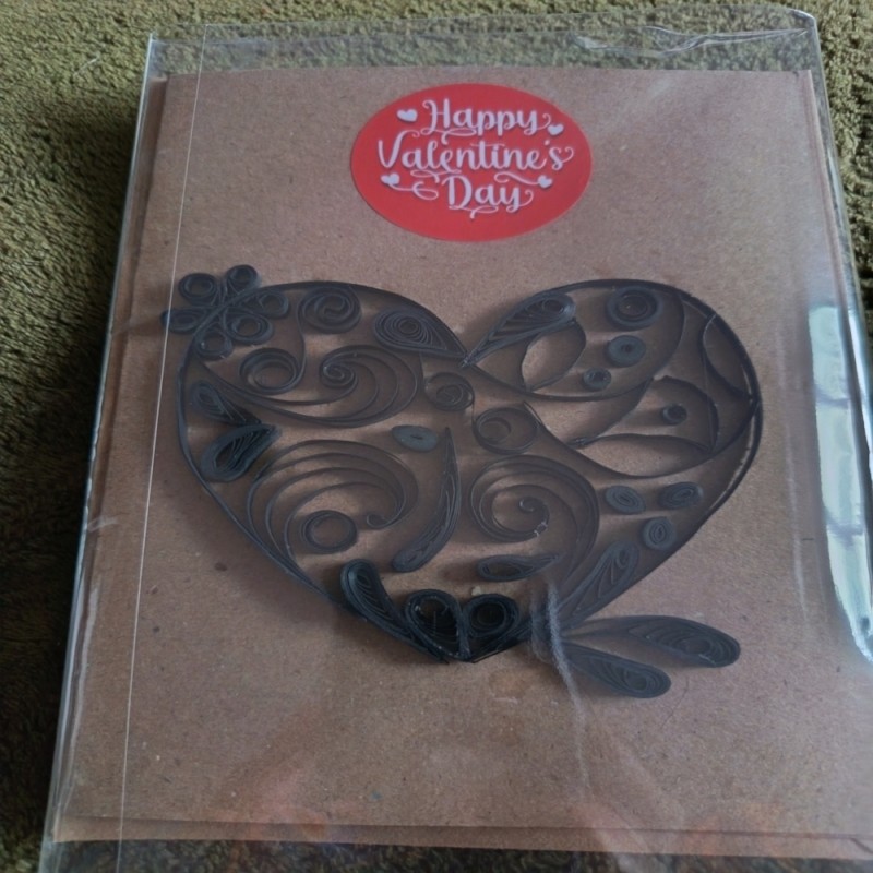 Valentines Day Card - Black Quilled Heart