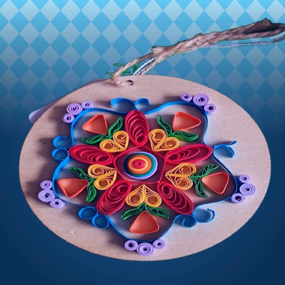 Colourful quilled Mandala - round hanging decoration