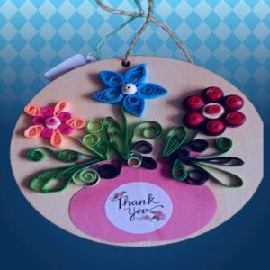 Thank you Vase of Flowers – round hanging decoration