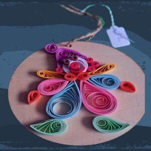 Colourful quilled clown – round hanging decoration