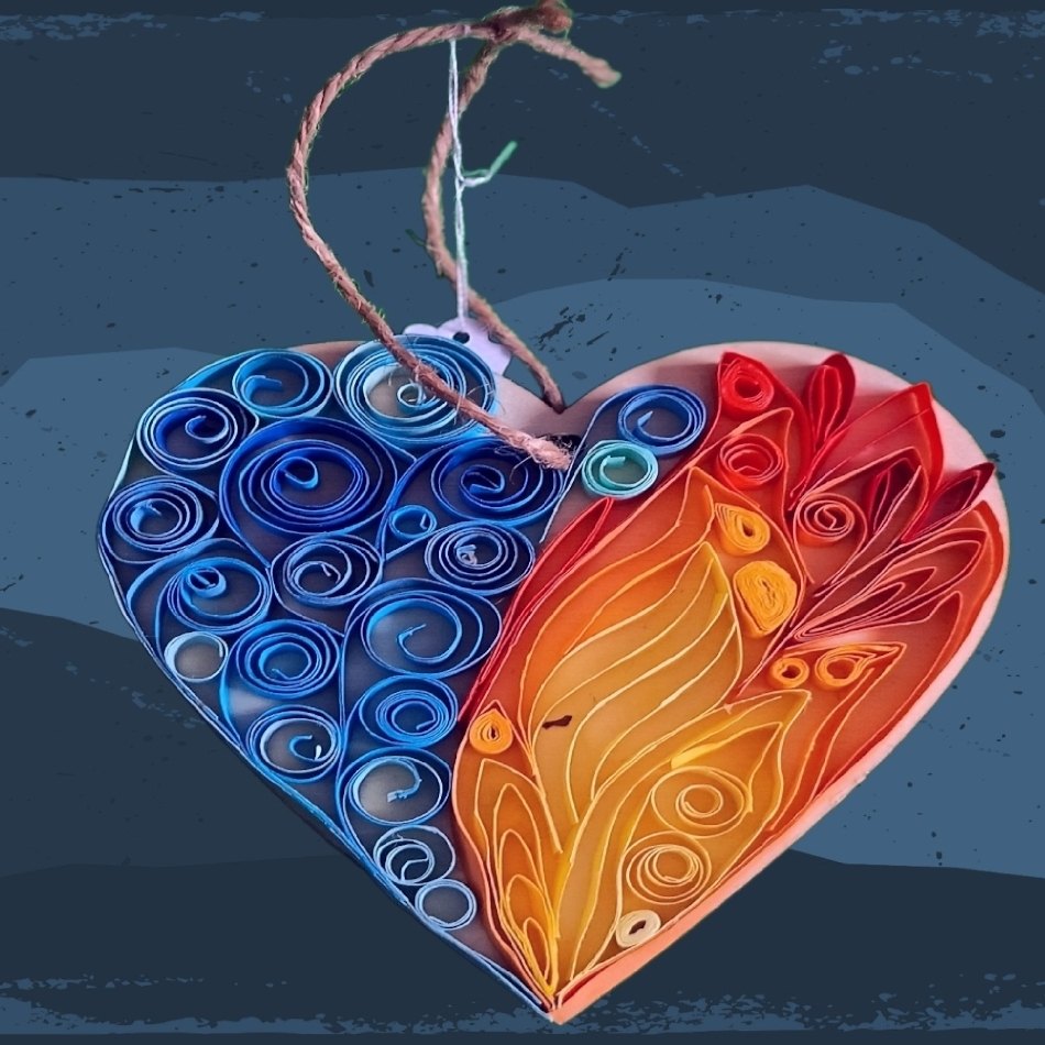 Quilled Fire & Water - hanging decoration