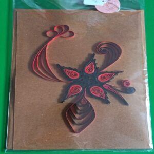 Quilled Red & Black Flower – Card