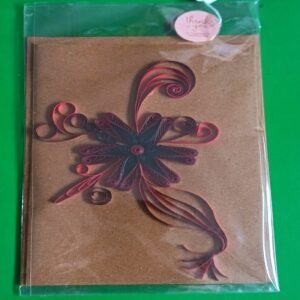 Quilled black & red flower -card