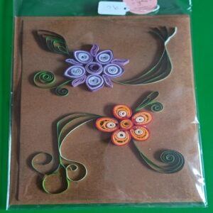 Quilled purple & orange flower – card