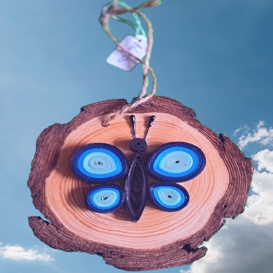 Quilled Blue Butterfly - hanging decoration