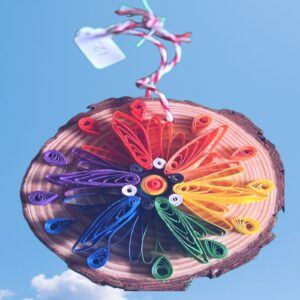Quilled Rainbow coloured design – hanging decoration
