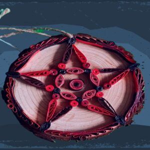 Red Quilled Pentacle – hanging decoration