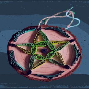 Quilled green Pentacle – hanging decoration