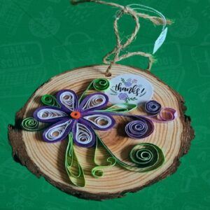 Quilled Thank you purple flower – hanging decoration
