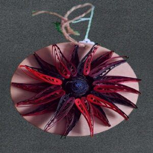 Quilled Red & Black Flower – hanging decoration