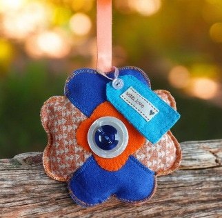 Felt flower hanging decoration. Filled with homegrown lavender . All proceeds to The Stroke Association