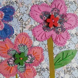 Mother’s Day card/ Mum card. Stitched papers and embroidery. One only.All proceeds to The Stroke Association