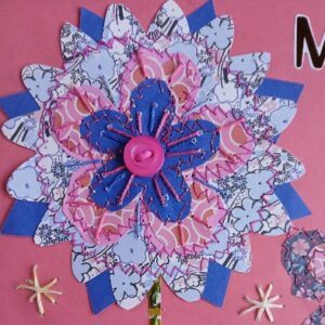 Mother’s Day card/ Mum card. Stitched papers and embroidery. One only.All proceeds to The Stroke Association