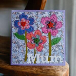 Mother’s Day card/ Mum card. Stitched papers and embroidery. One only.All proceeds to The Stroke Association