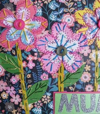 Mother's Day card/ Mum card. Stitched papers and embroidery. One only.All proceeds to The Stroke Association - Image 3