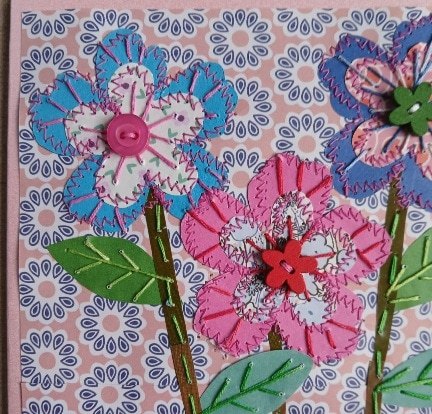 Mother's Day card/ Mum card. Stitched papers and embroidery. One only.All proceeds to The Stroke Association - Image 2