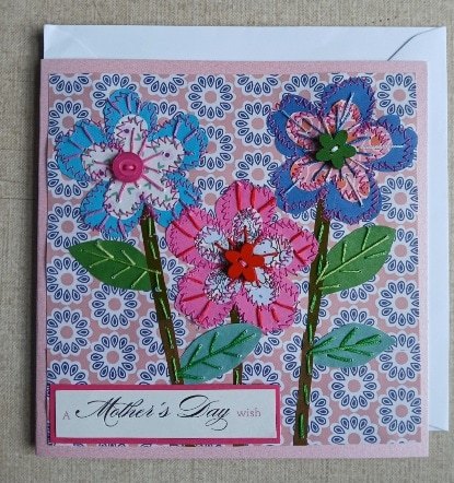 Mother's Day card/ Mum card. Stitched papers and embroidery. One only.All proceeds to The Stroke Association - Image 4