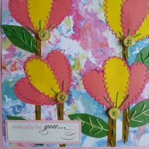 Mother’s Day card/ Mum card. Stitched papers and embroidery. One only.All proceeds to The Stroke Association