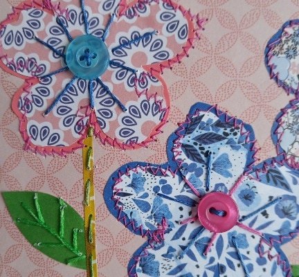 Mother's Day card/ Mum card. Stitched papers and embroidery. One only.All proceeds to The Stroke Association - Image 3