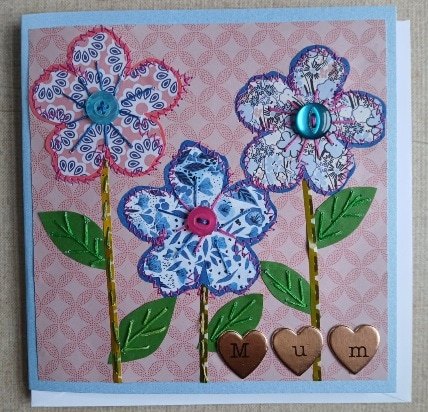 Mother's Day card/ Mum card. Stitched papers and embroidery. One only.All proceeds to The Stroke Association - Image 4