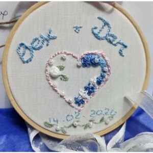 Custom Wedding Embroidery Hoop Art, 11cm, 16cm or 21cm