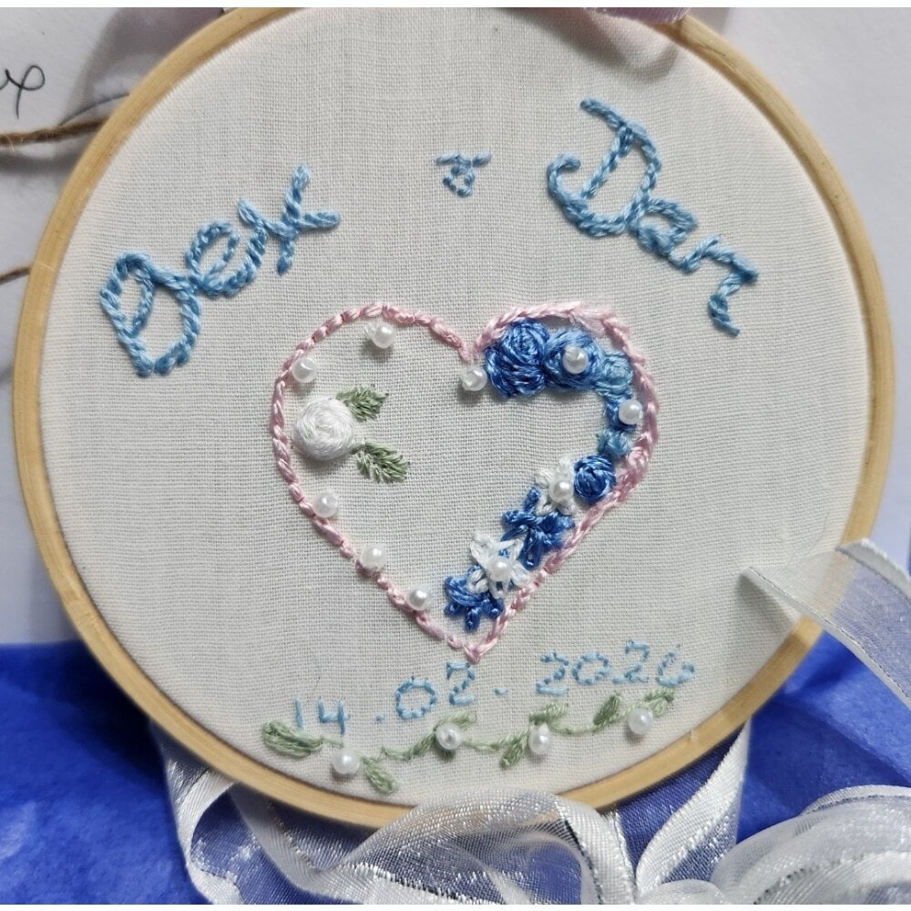 Custom Wedding Embroidery Hoop Art, 11cm, 16cm or 21cm - Image 3