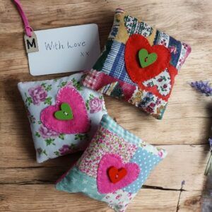 Three lavender bags of love. Ideal for Valentine’s Day gifts/ Mother’s Day / friendship gifts. All proceeds to The Stroke Association