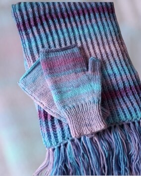 Handmade Knitted Scarf & Fingerless/Texting Gloves Set - Charity Fundraising for Cancer Patients - Image 3