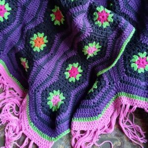 Retro Crocheted Shawl/ throw. All proceeds to The Stroke Association