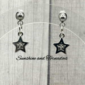 Sparkly Crystal Star Earrings – Funky Earrings – Fun Jewellery – Silver Star Earrings – Celestial Earrings – Drop Earrings – Space Earrings.