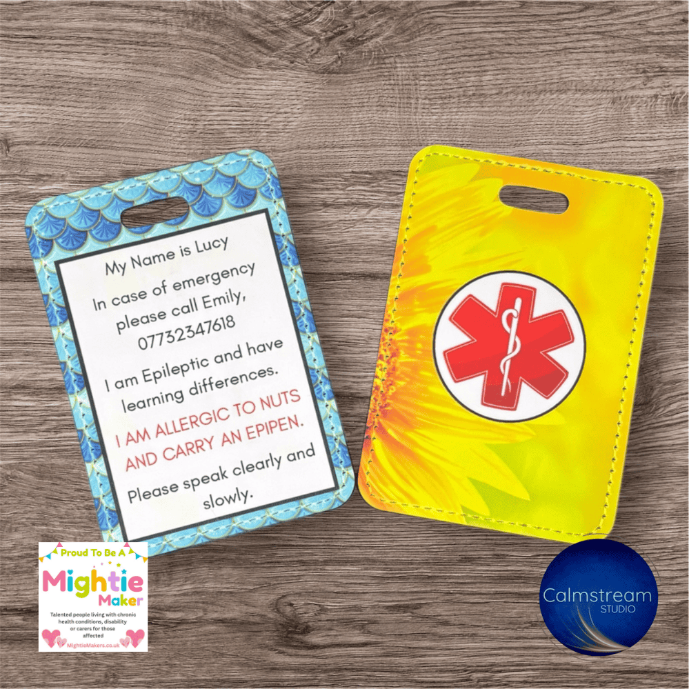 Custom Medical Alert Tag – Faux Leather ICE ID for Lanyard, Bag or Keychain - Image 7
