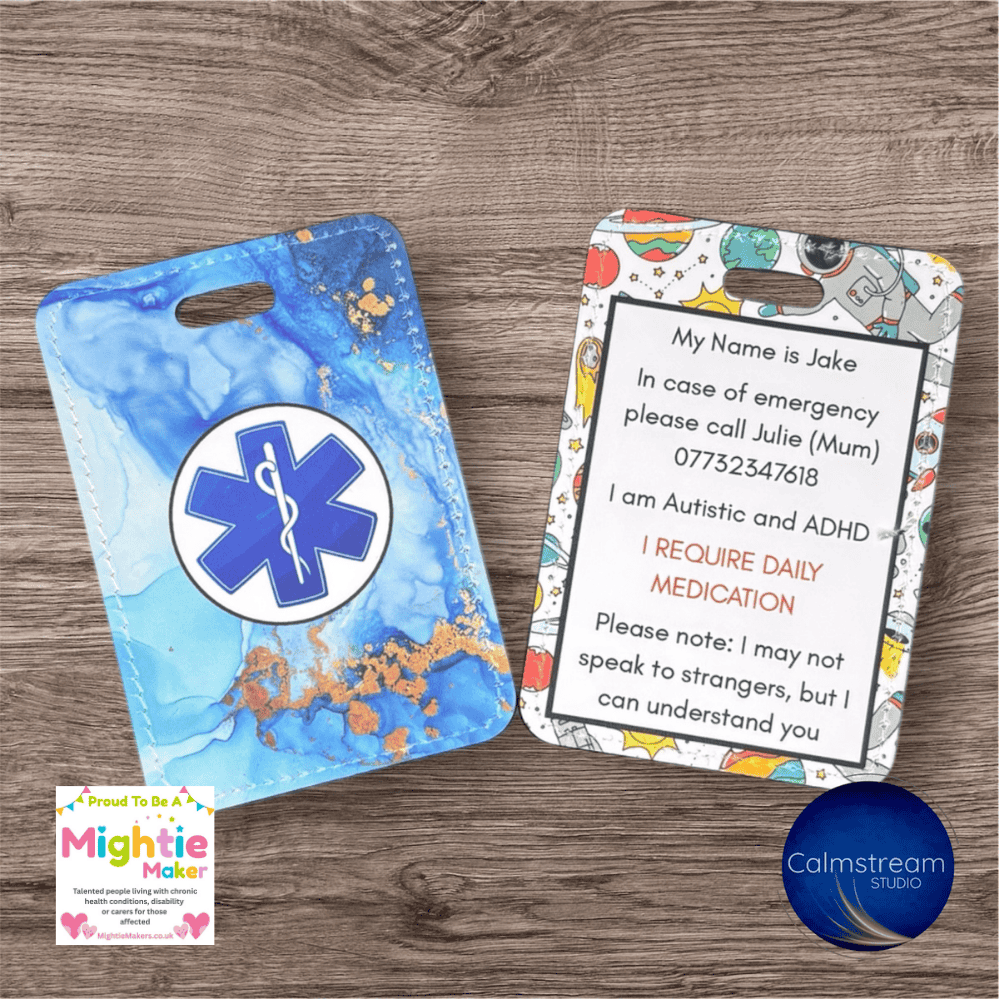 Custom Medical Alert Tag – Faux Leather ICE ID for Lanyard, Bag or Keychain - Image 6