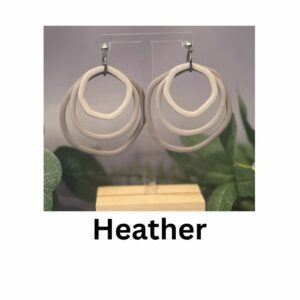 Shades Of Heather gradient hoop earrings in lavender and taupe tones, handmade polymer clay minimalist jewellery by Lollygag Sheffield.