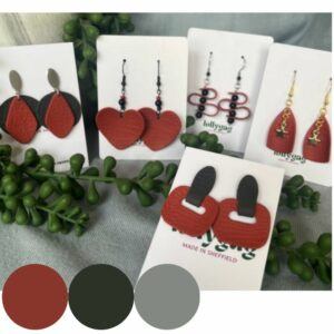 Collection Overview The Faux Leather Luxe Collection celebrates contrast — between strength and softness, structure and play, luxury and ethics. Each design is textured to mirror the grain of fine leather, reimagined in vibrant polymer clay for a completely vegan, cruelty-free finish. With rich scarlet tones, sculptural silhouettes, and tactile surfaces, these earrings embody modern boldness with timeless style. Inspired by Dopamine Dressing These earrings are part of Lollygag’s dopamine dressing inspired jewellery — accessories that capture the joy, texture, and individuality of expressive style. The collection celebrates the power of dressing for mood, combining confident colour and texture with design that uplifts and empowers. Each piece invites you to embrace self-expression and wear joy on your ears. Design and Materials Every pair is handcrafted in Sheffield from lightweight polymer clay with hypoallergenic studs or hooks. The textures are pressed and detailed by hand to create the look of real leather, then finished in rich tones of scarlet and crimson. Despite their bold, structured appearance, each pair is feather-light and comfortable for all-day wear. Collection Highlights Handmade in Sheffield, UK Textured, leather-look design (100% vegan) Lightweight polymer clay Nickel-free, hypoallergenic findings Eco-friendly, gift-ready packaging Ships within 1 working day The Collection Includes Crimson Croc Hearts – £20.00 Romantic with a twist. These heart-shaped dangles are embossed with crocodile texture and finished with glossy black and red bead accents. Bold yet feminine, they add statement energy to simple outfits — from denim to date night. Starstruck Drops – £20.00 A fusion of texture and shine. Red croc-textured polymer clay meets gold star charms for a look that’s celestial and sophisticated. Perfect for adding a touch of cosmic glamour to any ensemble. Twist & Shout – £20.00 Playful, sculptural, and full of movement. Intertwined red polymer loops with black beads create a dynamic design inspired by rhythm and flow. Lightweight, daring, and effortlessly eye-catching. Scarlet Buckle Drops – £20.00 Modern minimalism meets bold texture. These structured drops combine deep scarlet clay with sleek grey “strap” tops, resembling contemporary belt buckles. Strong lines and a matte leather finish make them a versatile statement piece. Collection Summary Each pair in the Faux Leather Luxe Collection is handmade in Sheffield by Lollygag Jewellery, celebrating the artistry of texture and the power of statement design. Inspired by the dopamine dressing trend, these vegan faux-leather earrings express confidence, creativity, and individuality in every detail — wearable art that feels as bold as it looks.