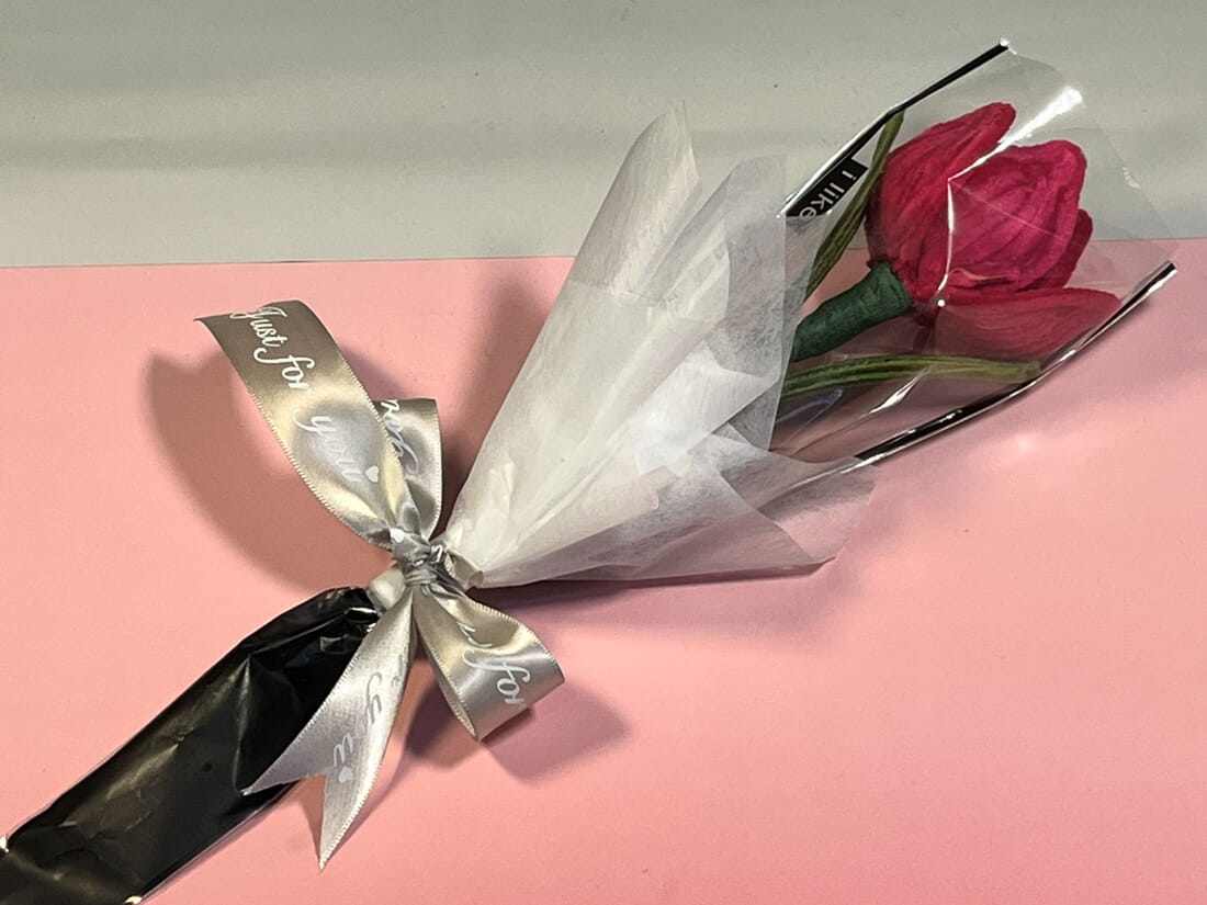 Wrapped Medium & Large Single Stem Open Tulip
