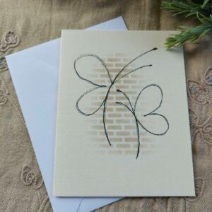 blank ivory greeting card with envelope featuring two butterflies drawn in black ink No5