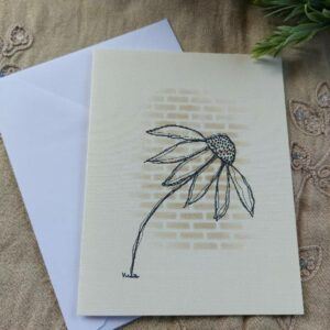 black ink botanical drawing on an ivory textured blank greeting card
